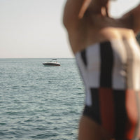 conscious x sienna sustainable swimwear swimsuit midnight stripes