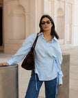 side tie shirt in sky