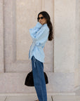 side tie shirt in sky