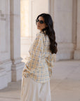 side tie shirt in butter vichy