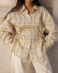 side tie shirt in butter vichy