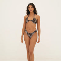 sustainable swimwear top allera brown flowers