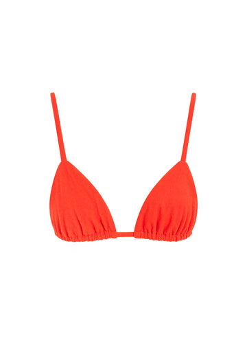 sustainable swimwear top triangle red orange