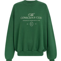 organic cotton sweater in palma green