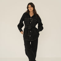 sustainable black washed denim jeans