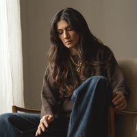 recycled wool knitwear sweater in chocolate