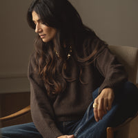 recycled wool knitwear sweater in chocolate