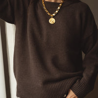 recycled wool knitwear sweater in chocolate