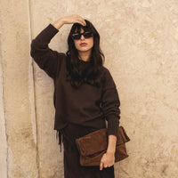 recycled wool knitwear sweater in brown
