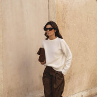 recycled wool knitwear sweater in off-white