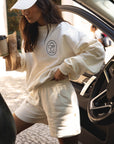 organic cotton tracksuit shorts in white