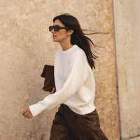 recycled wool knitwear sweater in off-white