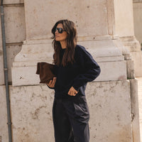 recycled wool knitwear sweater in navy