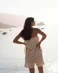 linen shorts shell dots