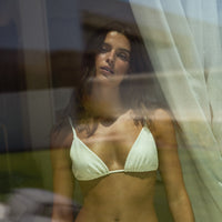 sustainable swimwear top triangle bare textured