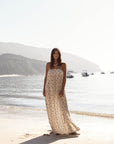 caicai linen dress shell dots