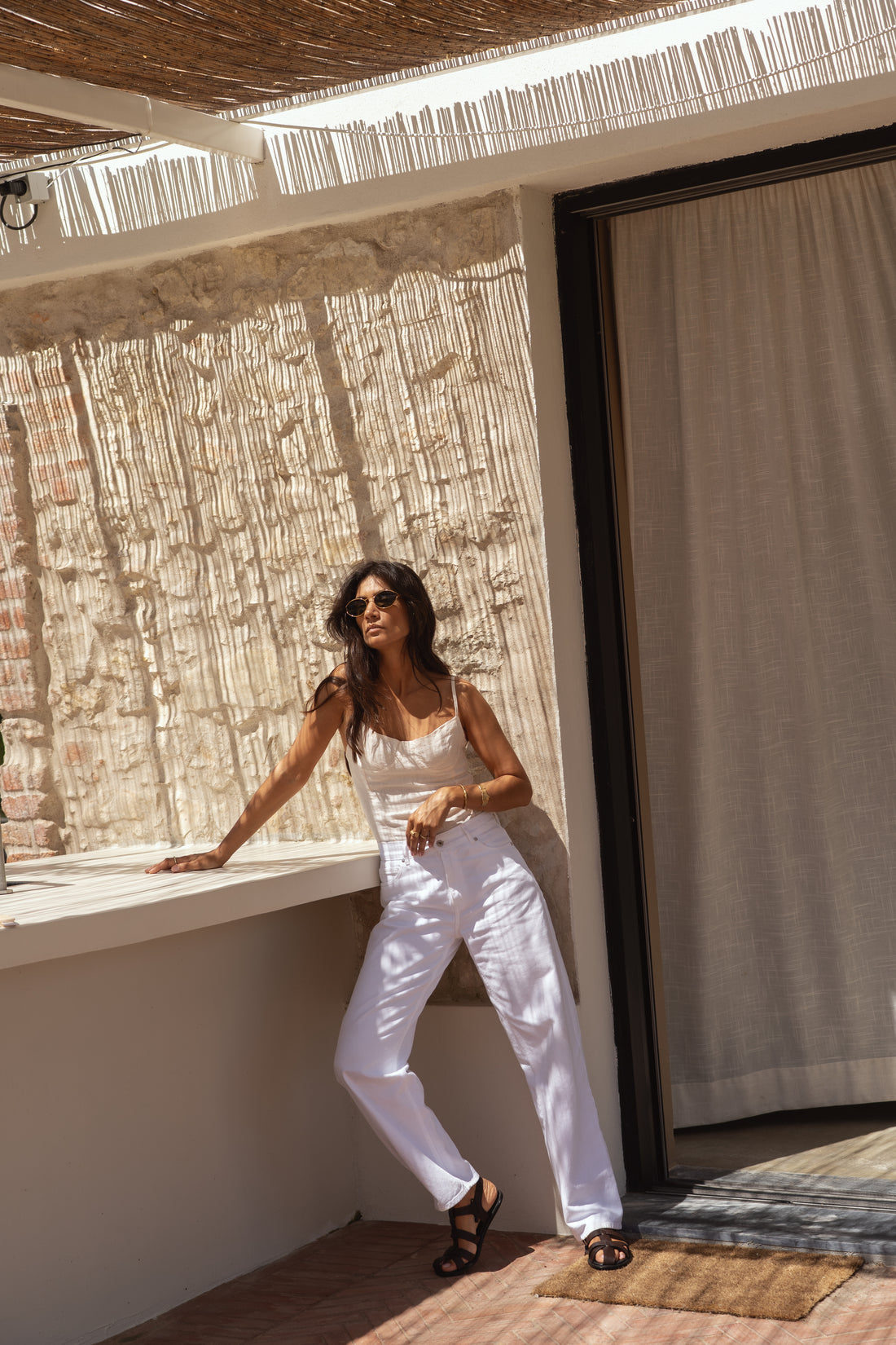 sustainable white washed denim jeans