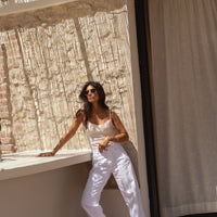 sustainable white washed denim jeans
