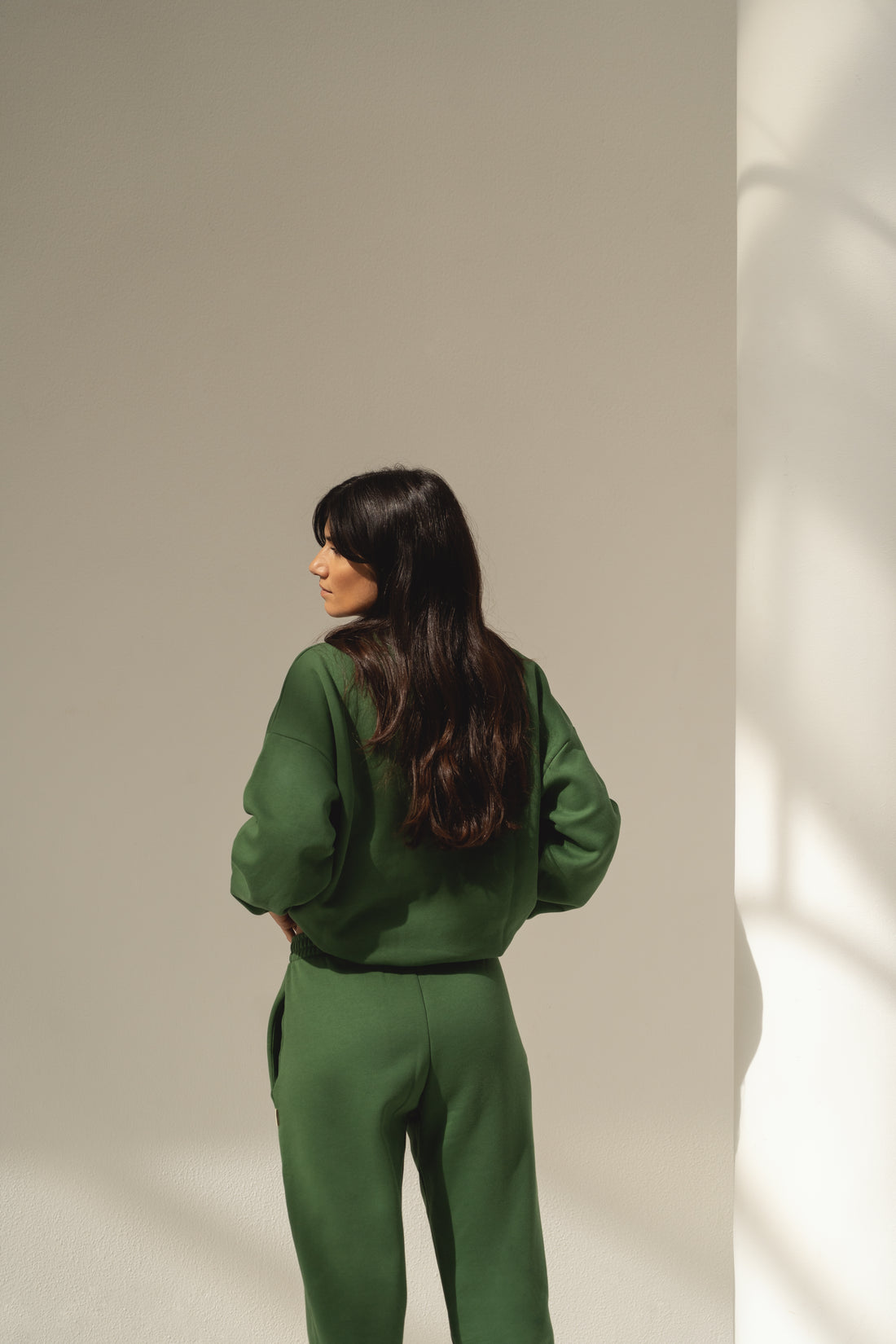 organic cotton trackpants in palma green