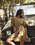 conscious x sienna wrap linen dress khaki