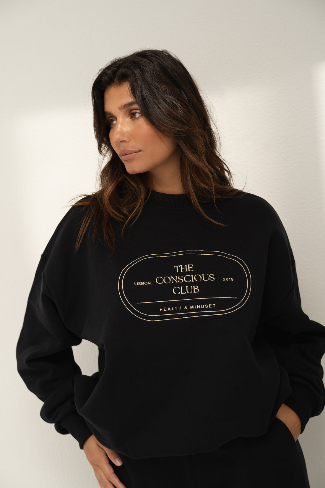 organic cotton sweater in black