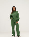 organic cotton trackpants in palma green