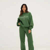 organic cotton trackpants in palma green