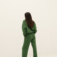 organic cotton sweater in palma green