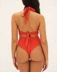 sustainable swimwear top allera red orange