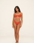 sustainable swimwear top eva red orange
