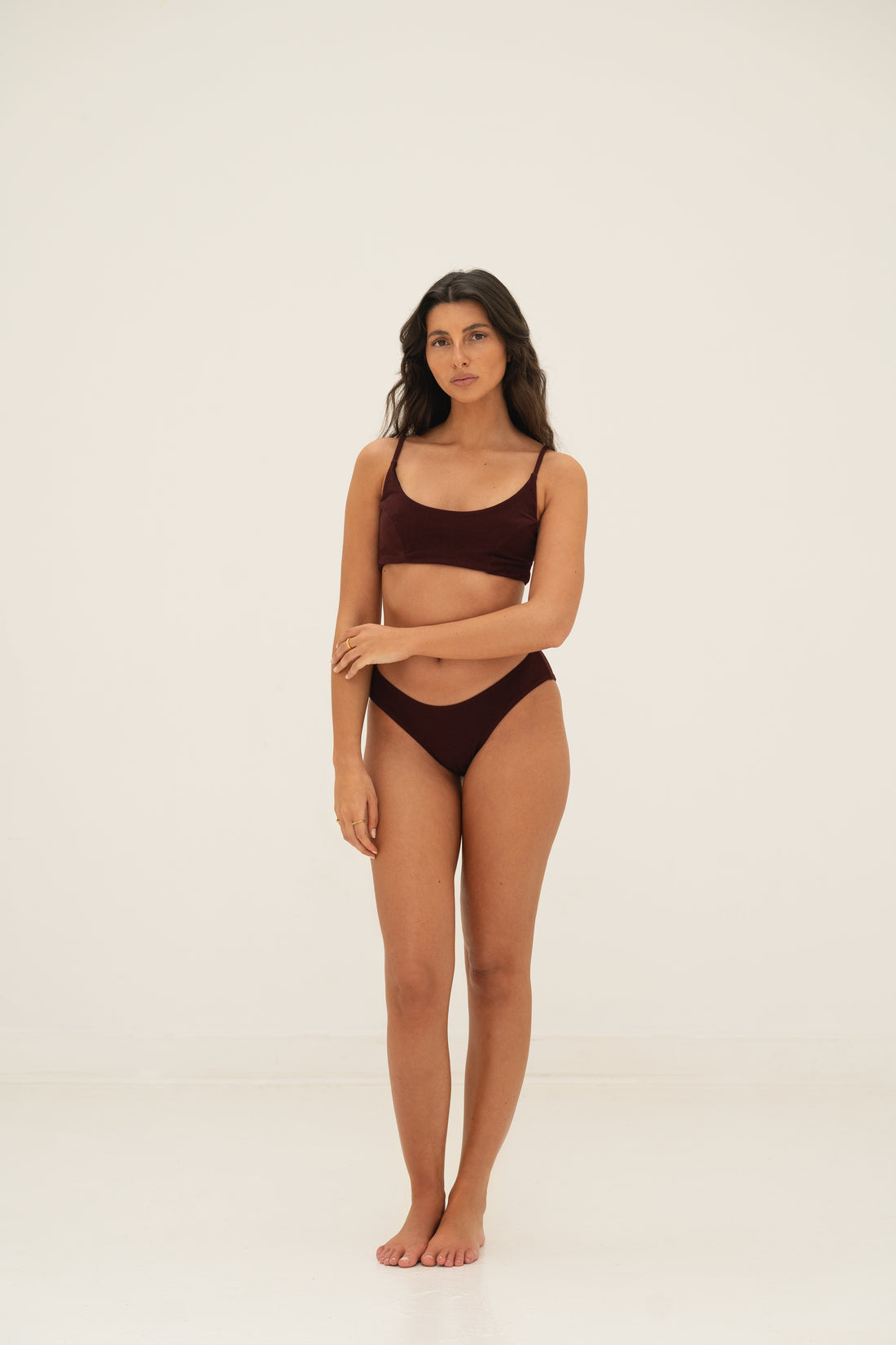 sustainable swimwear top zoe wine