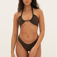 sustainable swimwear top allera chocolate