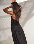 halter linen dress noir