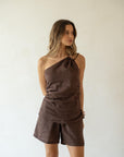 amber linen shorts