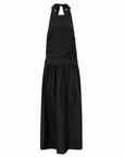 halter linen dress noir