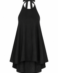 halter linen top noir