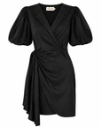 wrap linen dress noir