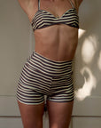 sustainable swimwear shorts x hannah hofinger in soleo stripe