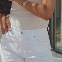 sustainable white washed denim jeans