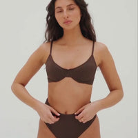 sustainable swimwear top eva chocolate