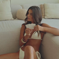 sustainable swimwear top triangle bare textured