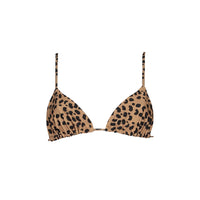sustainable swimwear top triangle brown leopard