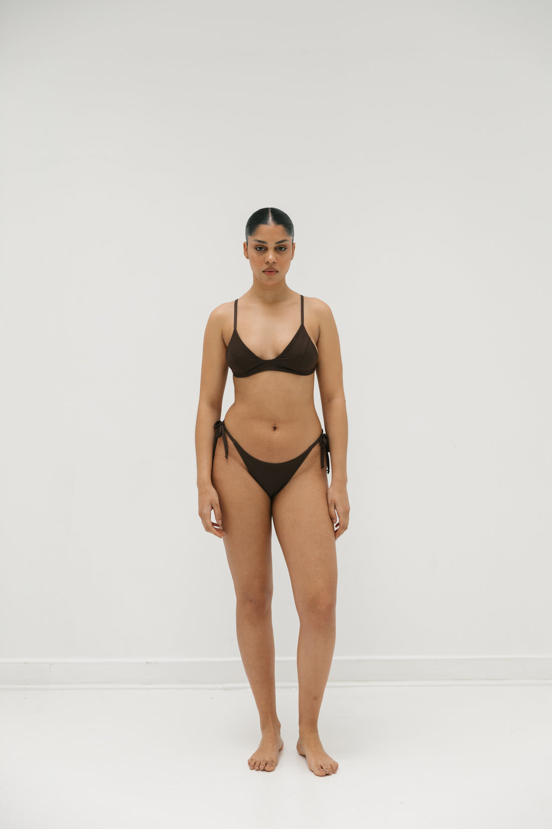 sustainable swimwear top kaya chocolate