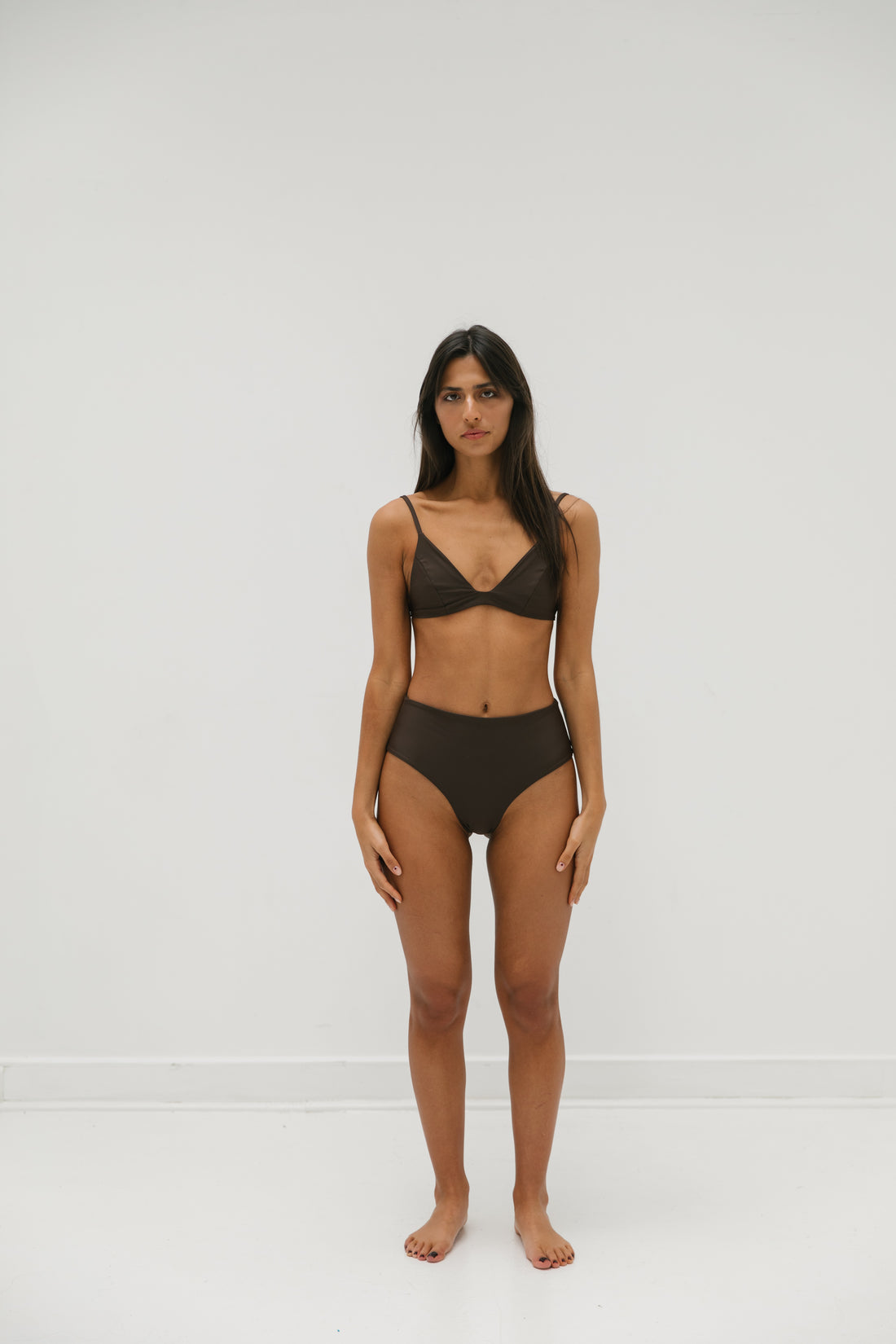 sustainable swimwear top kaya chocolate