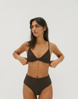 sustainable swimwear top kaya chocolate