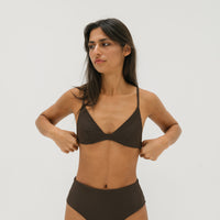 sustainable swimwear top kaya chocolate