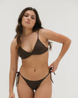 sustainable swimwear top kaya chocolate