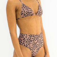 sustainable swimwear top triangle brown leopard