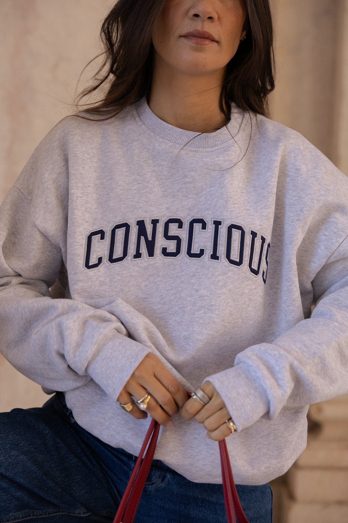 organic cotton conscious sweatshirt in light grey