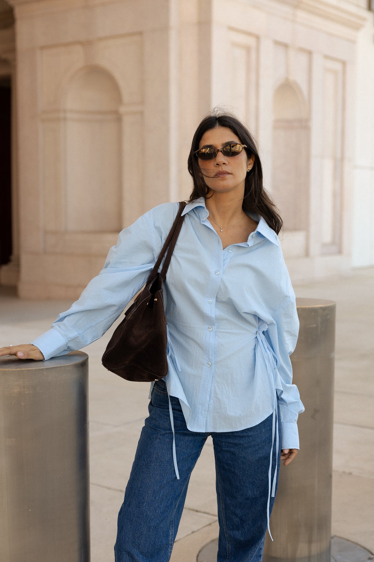 side tie shirt in sky